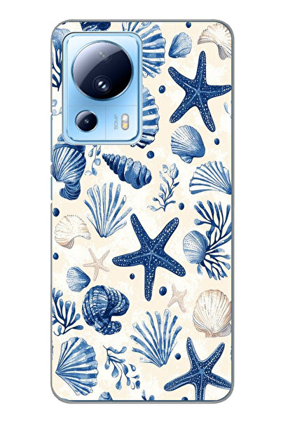 TechTree حافظة سيليكون مطبوع متوافقة مع هاتف Xiaomi Mi 13 Lite بنمط صدفة البح...