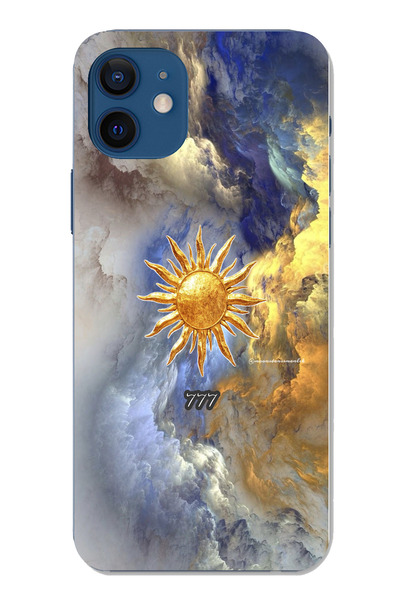 TechTree حافظة سيليكون متوافقة مع هاتف iPhone 12-12 PRO 777 بتصميم الشمس والس...