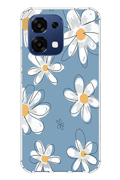 TechTree حافظة سيليكون متوافقة مع هاتف اوبو A6 برو مطبوع من بلو ديزي جاردن