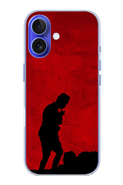 TechTree حافظة سيليكون أتاتورك مطبوع متوافقة مع هاتف iPhone 16 مع تفاصيل ظل وشكل