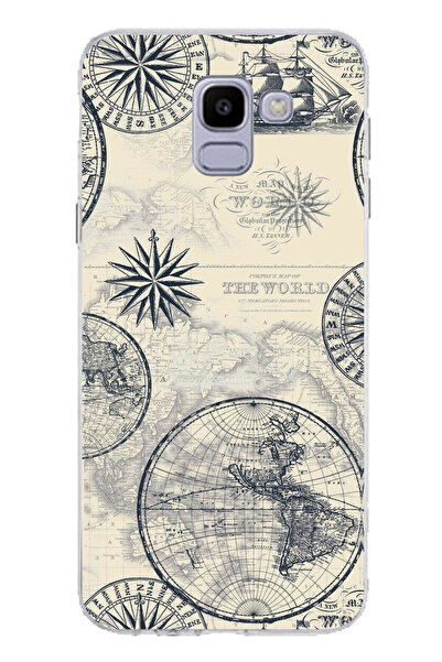TechTree حافظة سيليكون متوافقة مع هاتف سامسونج جالاكسي J6 بتصميم خريطة العالم...