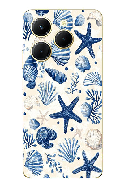 TechTree حافظة سيليكون مطبوع متوافقة مع Infinix Hot 40-40 PRO بنمط صدفة البحر...