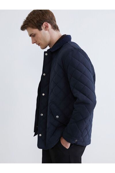 LC Waikiki Southblue Standard Fit Velvet Collar Suede Men's Coat