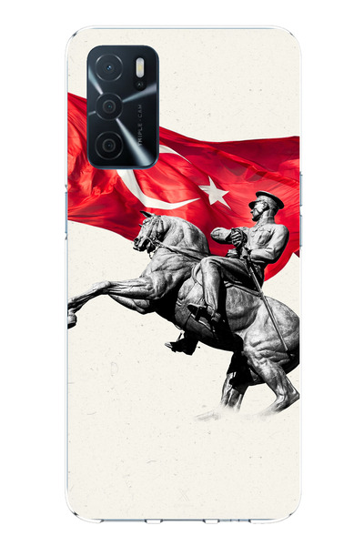 TechTree حافظة سيليكون متوافقة مع هاتف أوبو A16 بتفاصيل تذكارية لأتاتورك مطبوع