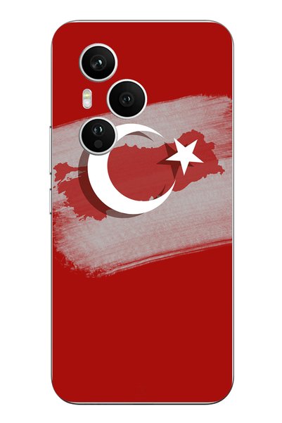 TechTree حافظة سيليكون متوافقة مع Honor 400 PRO مع خريطة تركيا وعلم تركيا مطبوع
