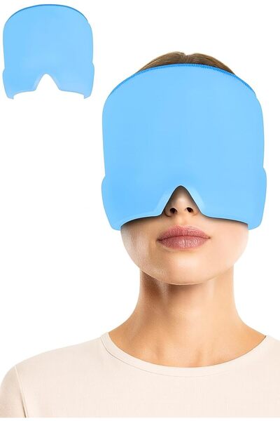 Busstier Jel Dolgulu Kafa Bandı Soğuk Kompres Göz Maskesi Terapi Bandı, Mavi