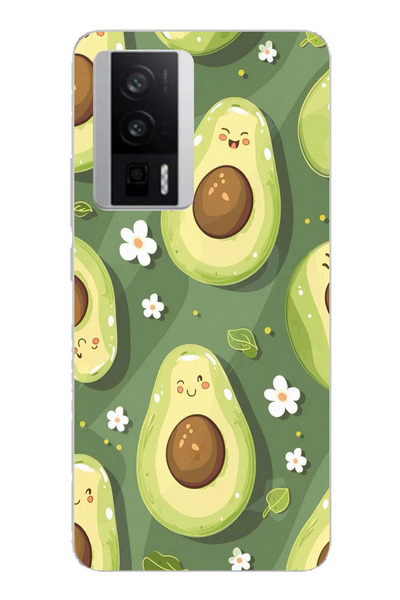 TechTree حافظة سيليكون متوافقة مع POCO F5 PRO ذات خلفية خضراء لطيفة على شكل أ...