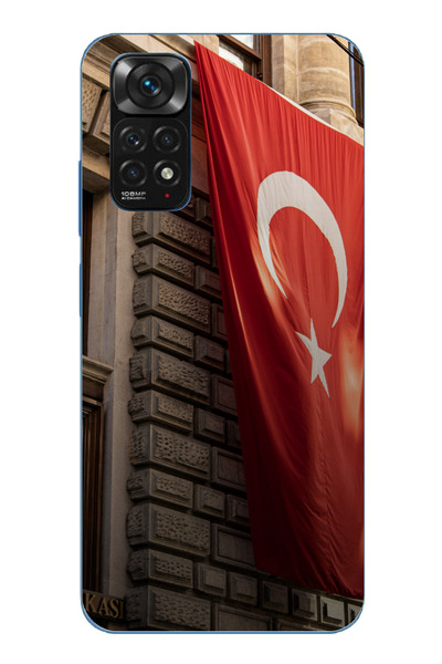 TechTree حافظة سيليكون متوافقة مع هاتف Redmi Note 11-11S بعلم تركيا العملاق م...