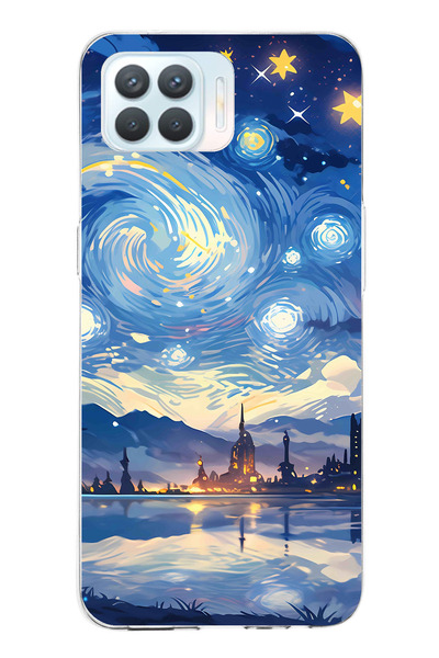 TechTree حافظة سيليكون متوافقة مع هاتف OPPO Reno 4 Lite بتصميم السماء المرصعة...