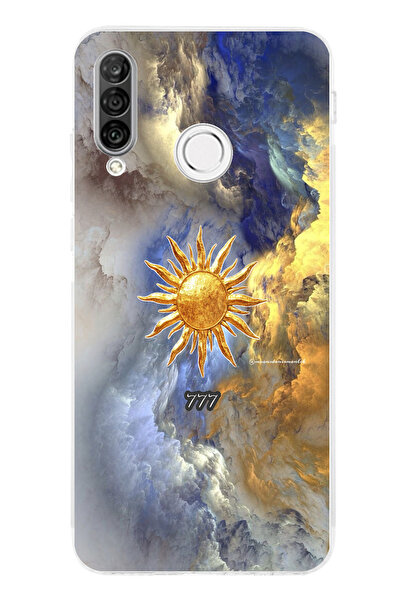 TechTree حافظة سيليكون متوافقة مع هاتف هواوي P30 لايت 777 بتصميم الشمس والسحا...