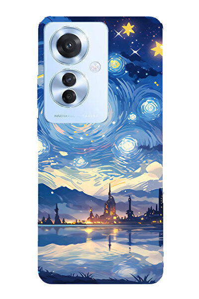 TechTree حافظة سيليكون متوافقة مع هاتف OPPO Reno 11F بتصميم السماء المرصعة با...