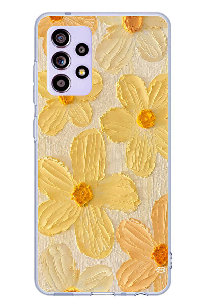 TechTree حافظة سيليكون متوافقة مع هاتف سامسونج جالاكسي A32 بلون أصفر ديزي مطبوع