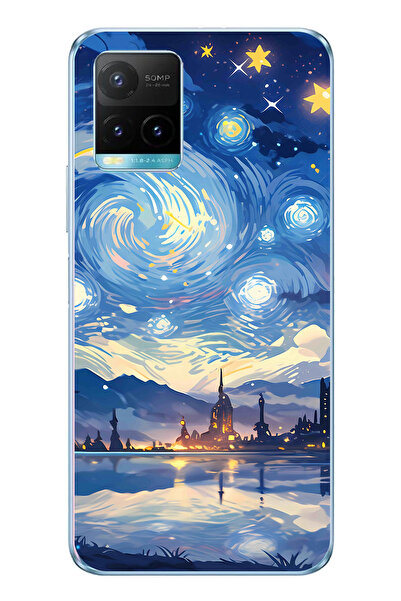 TechTree حافظة سيليكون متوافقة مع Vivo Y21s بتصميم السماء المرصعة بالنجوم وصو...
