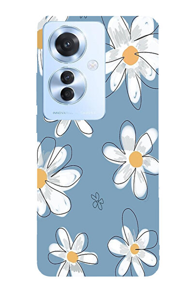 TechTree حافظة سيليكون متوافقة مع هاتف OPPO Reno 11F باللون الأزرق ديزي جاردن...