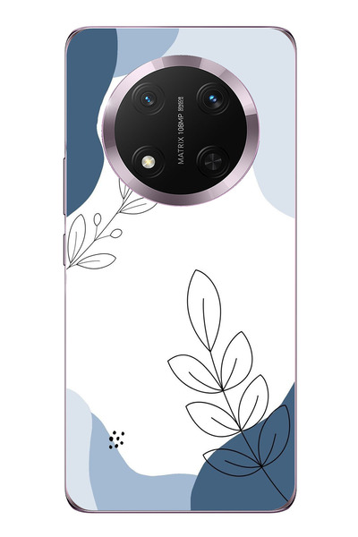 TechTree حافظة سيليكون متوافقة مع هاتف Honor Magic 7 Lite ذات أشكال هادئة زرق...