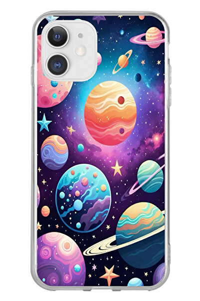 TechTree حافظة سيليكون مطبوع متوافقة مع هاتف iPhone 11 بنمط الفضاء والكواكب و...