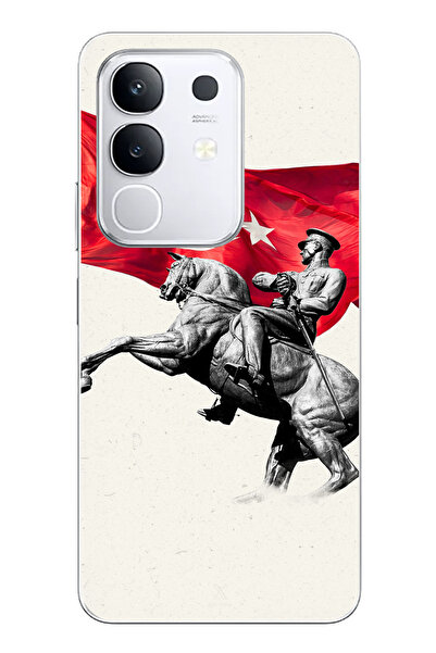 TechTree حافظة سيليكون متوافقة مع هاتف Vivo Y29 تفصيلية لأتاتورك مطبوع