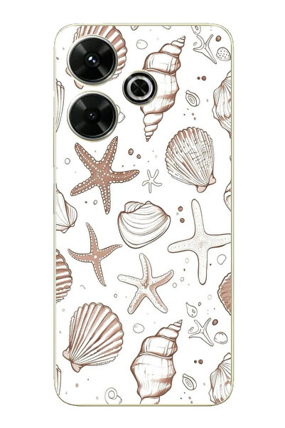 TechTree حافظة سيليكون مطبوع متوافقة مع هاتف Redmi 13 باللون البني على شكل نج...