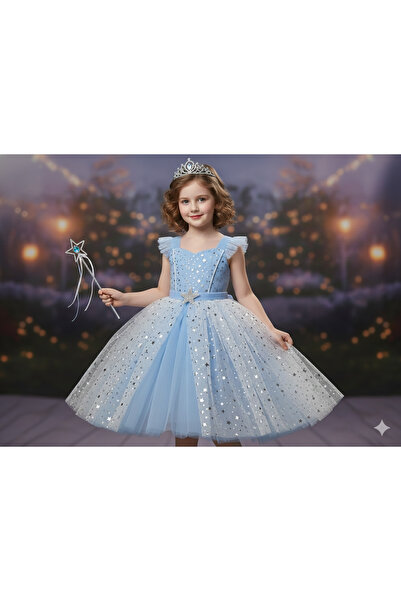 Star Kids Girls' Silver Star Dress, Girls' Evening Dress