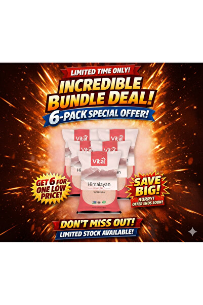 vital tea (Pack of 6) Himalayan Pink Salt – 800g Resealable Pouch, Fine Grain, Mineral-Rich, Kalabagh Source