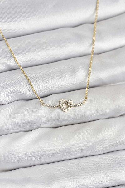 shopwave Brass Gold Color Knot Heart Model Women's Necklace