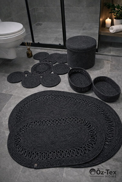 Öz-Tex Home Jüt,Banyo Seti,Banyo Paspası, Paspas Takımı,Makyaj Sepeti,Çöp Kov...