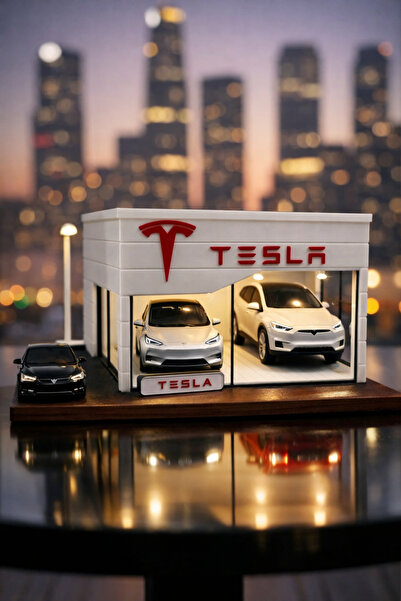 Forge Triverse Tesla Diorama Showroom Özelleştirilebilir Maket (Arabalar ve ı...