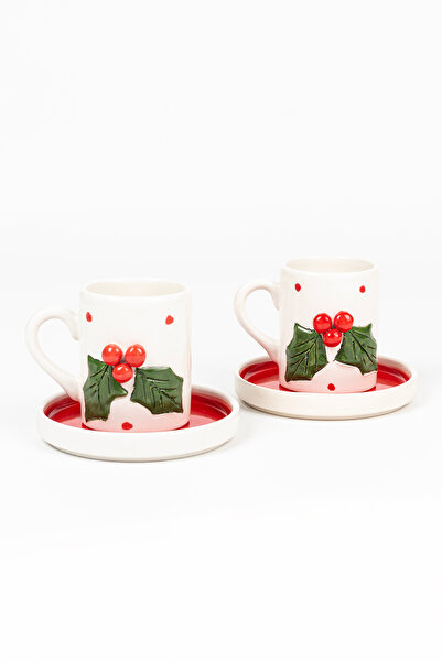 Loomart طقم فناجين قهوة مصنوع يدويًا من 4 قطع لشخصين مع تصميم كوكينا