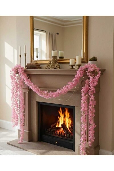 ENRUFLORA Yapay Çiçek 1 Adet Sarkan Pembe Ortanca 2 Metre Nişan Düğün Doğalgaz Borusu Süsleme