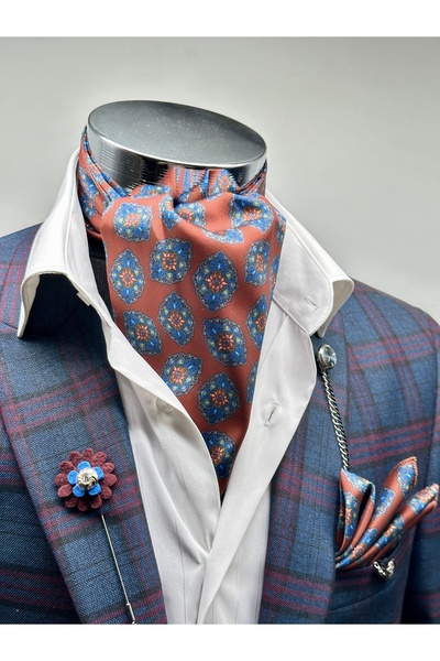 Gutiero Burgundy Patterned Men's Scarf