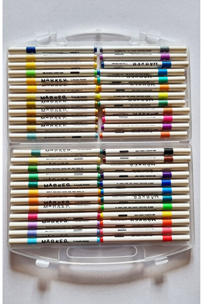 Modellino Akrilik Marker Kalem Şeffaf Beyaz Plastik Çantalı / 24-36-48-60 Ren...