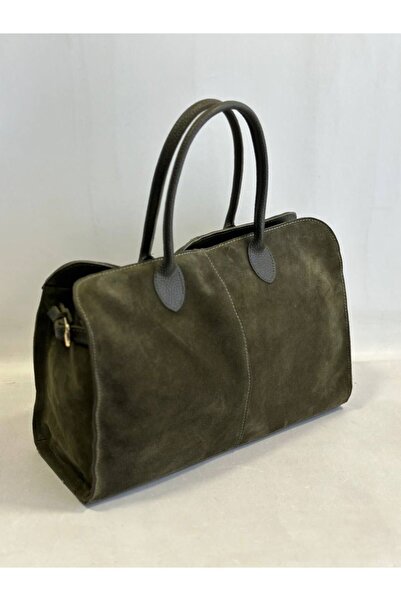 modvina حقيبة كتف نسائية من جلد الغزال الأصلي باللون الكاكي |   جودة ممتازة |...