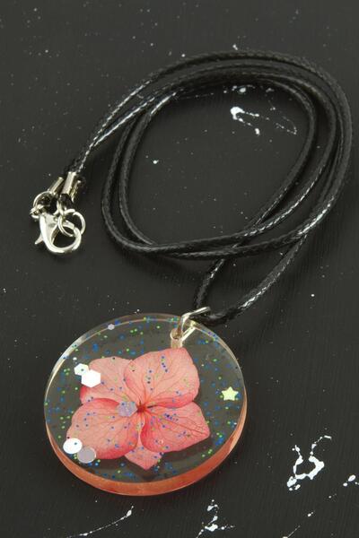 ZERO LAND 1614558749 Hydrangea Flower (225845) Epoxy Pendant-Yavruağzı