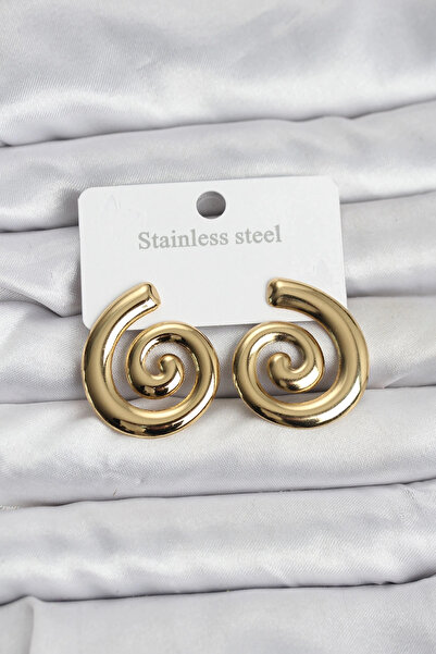 shopwave 316L Steel Gold Color Spiral Model Women's Earrings
