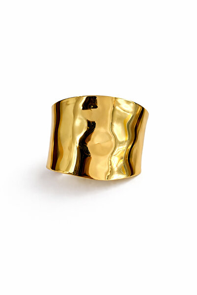 botanica Paslanmaz Çelik Kalın Cuff Bileklik – Modern Heykelsi Tasarım (Gold ...