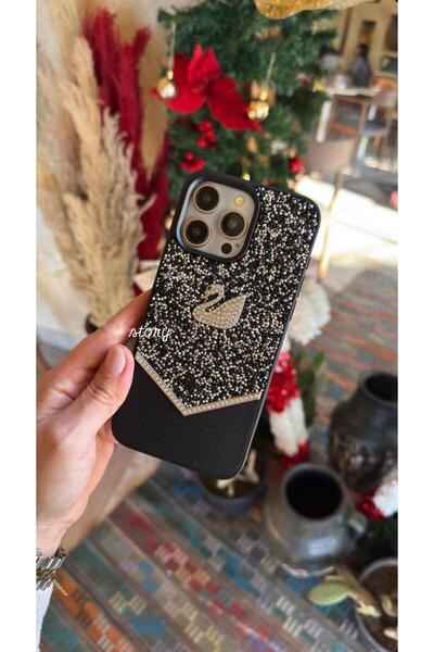 Aksesuar Kasabası غطاء هاتف فاخر متوافق مع آيفون 16 برو ماكس مزين بأحجار سواروفسكي اللامعة