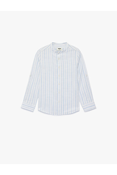 Koton Памучна риза с дълги ръкави и копчета, с раиран яка