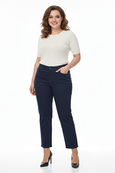 KÜBRA Women's Canvas Ankle Pants with Elastic Waistband and Buttons Bgl-St05056