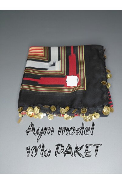 keşancım 10'lu karadeniz tülbent keşan siyah altın pullu