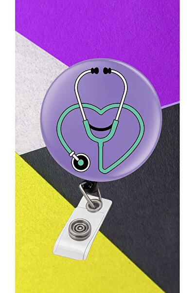 chic crazze حامل بطاقة يويو معدني بتصميم سماعة طبية مع زر معدني