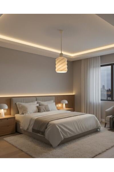 BRF BFSX Modern Spiral Tasarım Sarkıt Tavan Avizesi - Yüksek Kaliteli Minimalist Beyaz Sarkıt Lamba - Ev