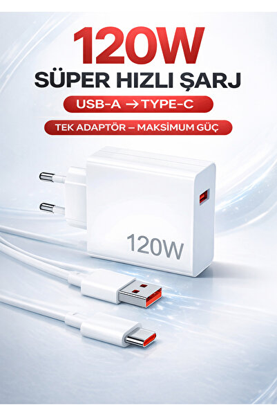 Teknoşık 120W Turbo Hızlı Şarj Aleti Type-C Set Yüksek Güç Adaptör ve Kablo
