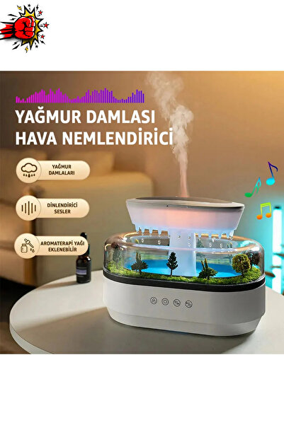 MİHASE Yağmur Efektli LED Işıklı Aroma Difüzör & Hava Nemlendirici – Dekorati...