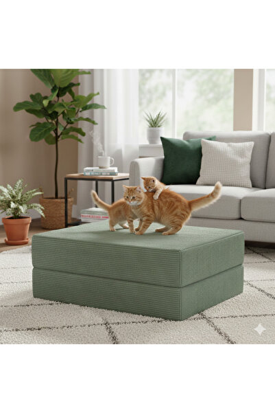 DECHOME YENY Modüler Puf 100x100 | Fitilli Kadife | 36 cm Yükseklik | Orta Se...