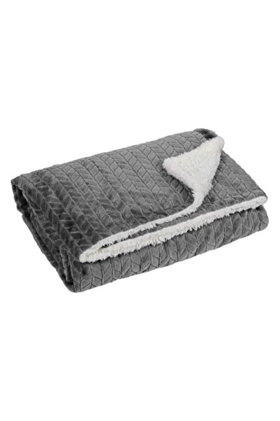 TOPI TOY Soft, double-sided blanket, faux fur, 160 x 130 cm, white with gray