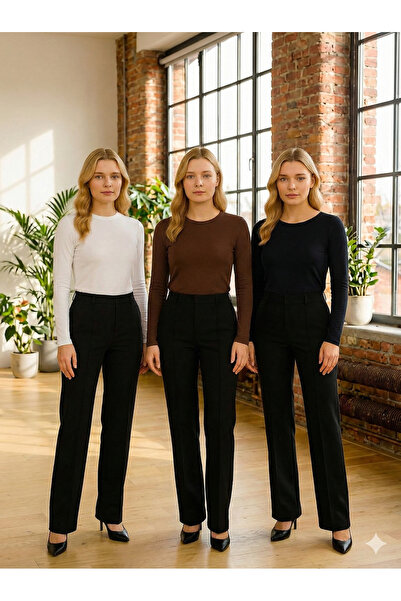 navesta Kadın Uzun Kollu bisiklet yaka Likralı VİSKON Badi 3'LÜ