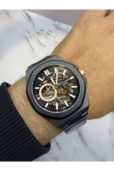 Lee Cooper Erkek Kol Saati | 42 mm Çelik Kasa, İskelet Kadran, Otomatik Mekan...