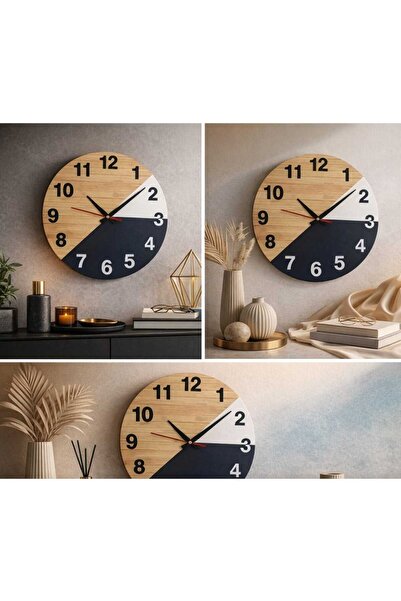 mrchediyesepeti 40 cm Mdf Wall Clock, Decorative Design, Silent Mechanism, Stylish Home and Office Adds Value No: Mrc19007