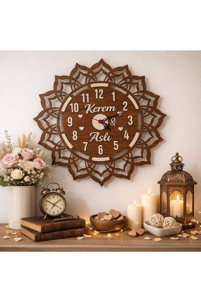 mrchediyesepeti 40 cm Mdf Wall Clock, Decorative Design, Silent Mechanism, Stylish Home and Office Adds Value No: Mrc129007