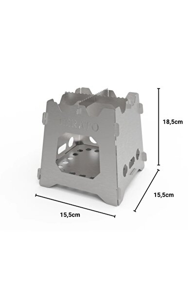 oneon express Katlanabilir mini kamp ocağı ınox paslanmaz ateş kutusu (taşıma çantalı)